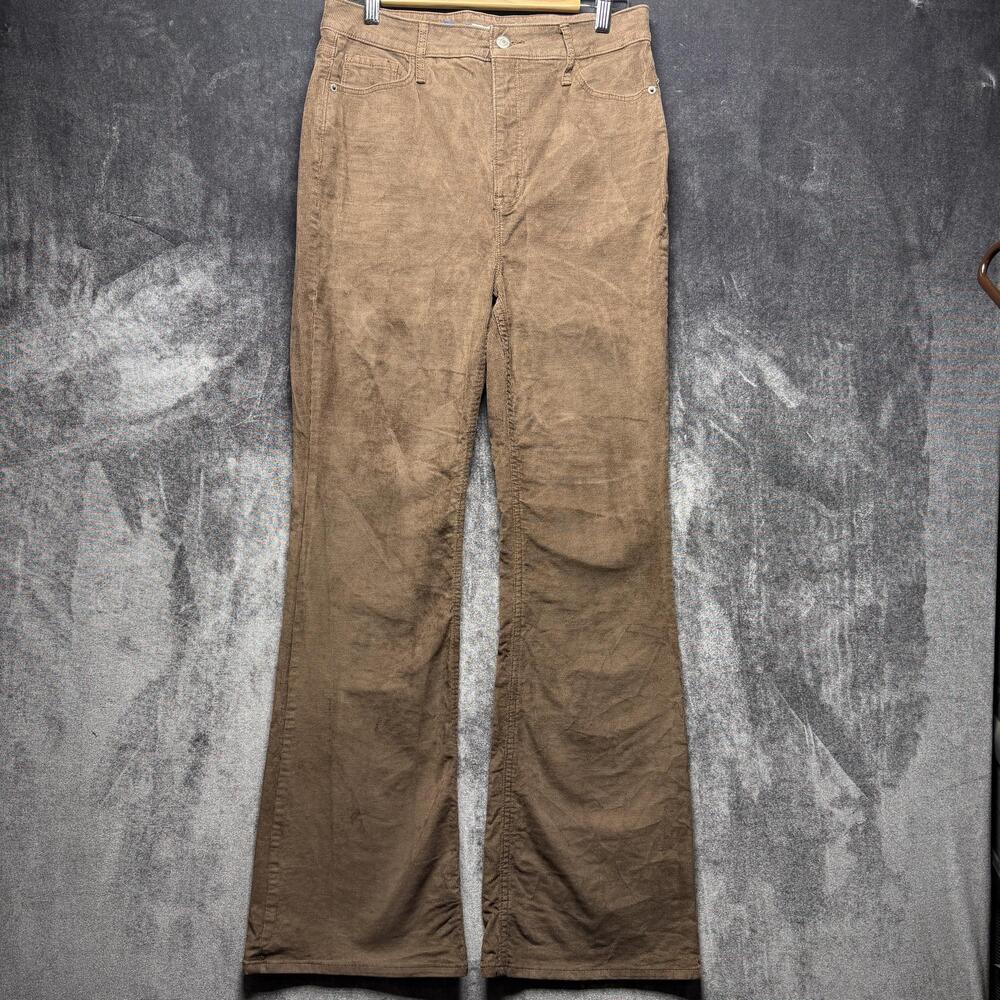 Old Navy Chino Pants Womens 8 Brown Corduroy High Rise Flare Stretch Casual